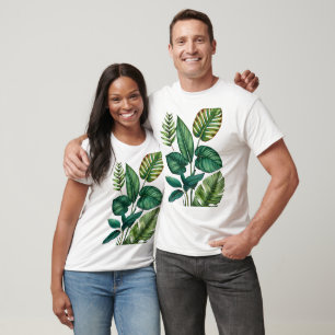 T-shirt Green & Turquoise Palm Monstera Feuilles tropicaux