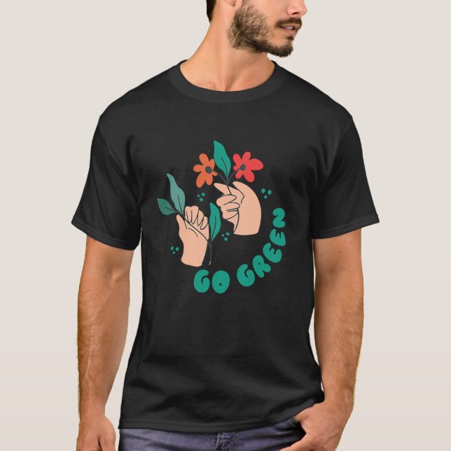 T-shirt Green Vegan Plastic Free Save Earth  1 (Devant)
