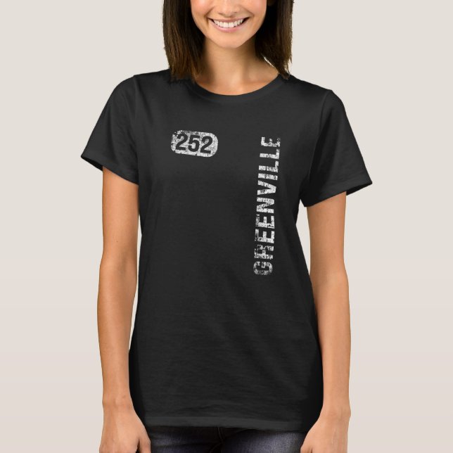 T-shirt Greenville North Carolina 252 Indicatif régional V (Devant)