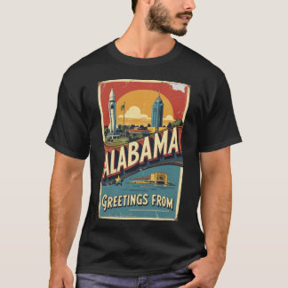 T-shirt Greetings from Alabama USA Vintage Travel Retro Po