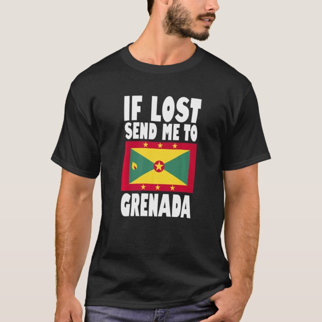 T-shirt Grenada Flag Design  If lost send me to Grenada Pr (Devant)