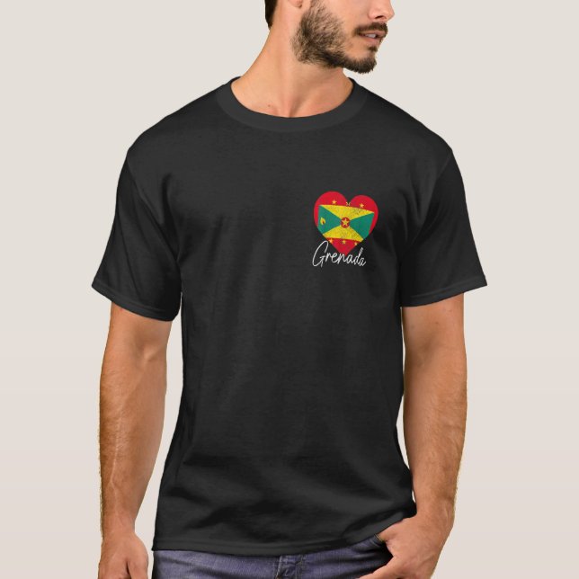 T-shirt Grenada Heart Grenadian Flag Pride Caribbean (Devant)