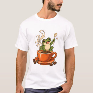 T-shirt Grenouille à café mignonne espresso vintage