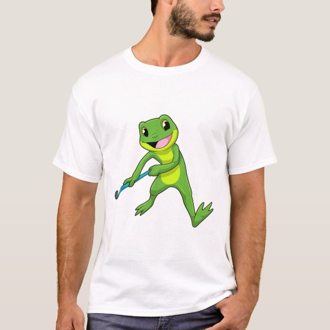 T-shirt Grenouille à Hockey avec chauve-souris de hockey (Devant)
