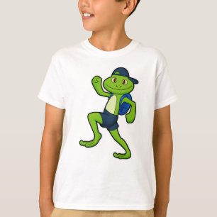 T-shirt Grenouille à la course avec sac à dos et Casquette