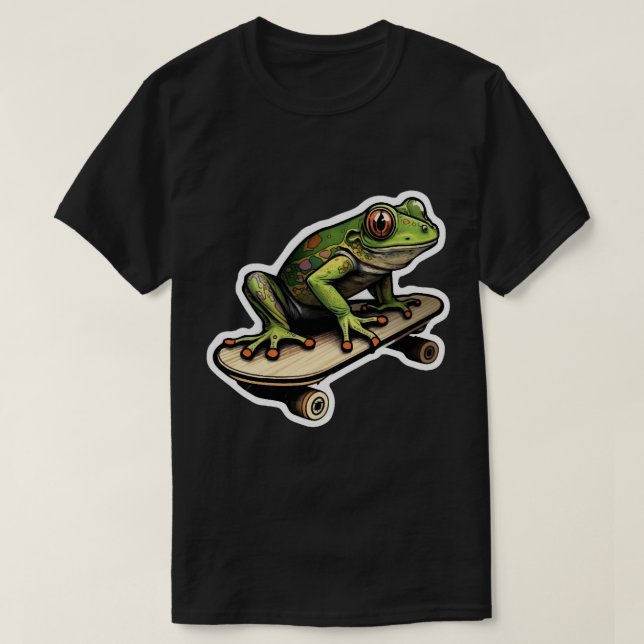 T-shirt grenouille à roulettes (16) (Design devant)