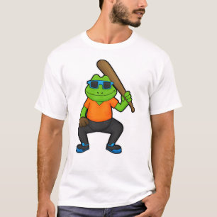 T-shirt Grenouille au baseball avec batte de baseball et l
