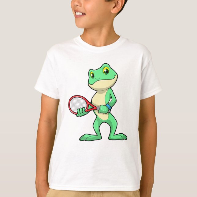 T-shirt Grenouille au tennis avec raquette de tennis (Devant)