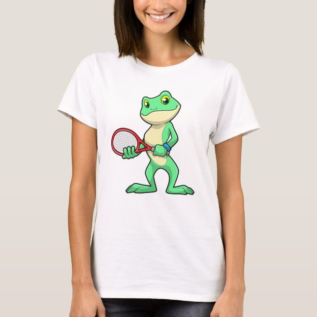 T-shirt Grenouille au tennis avec raquette de tennis (Devant)