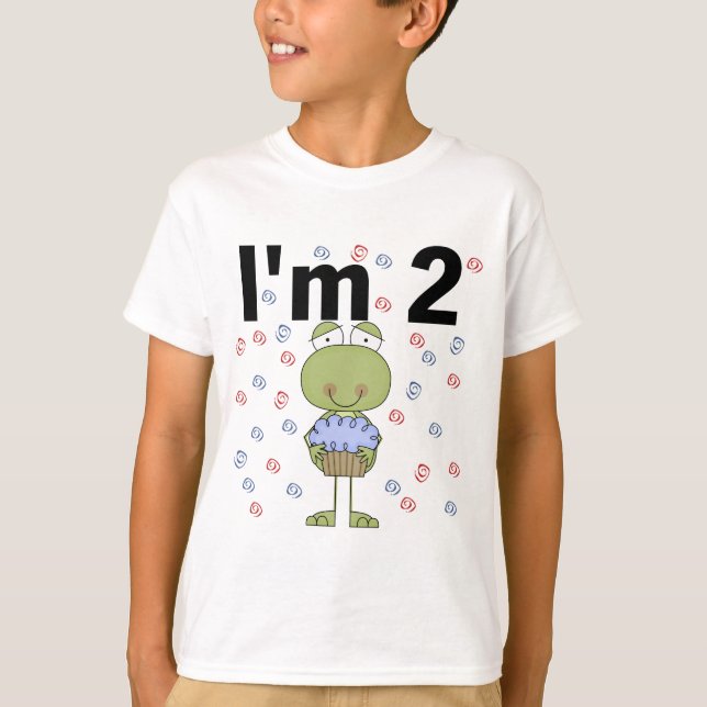 T-shirt Grenouille avec Cupcake 2e chemises d'anniversaire (Devant)