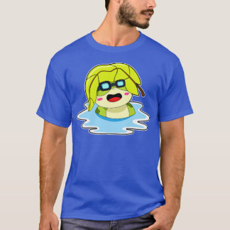 T-shirt Grenouille Avec Feuille À La Baignade