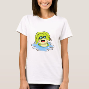 T-shirt Grenouille avec feuille à la natation