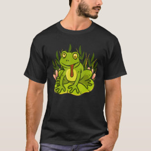 T-shirt Grenouille avec langue pendante yeux fous sur feui