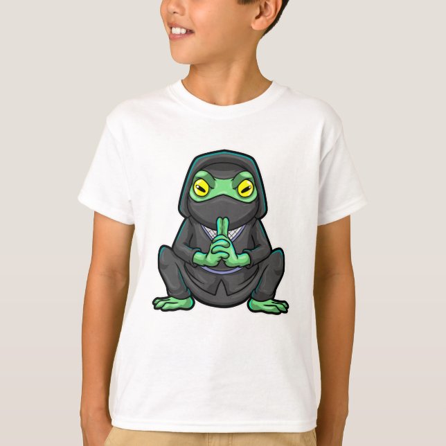 T-shirt Grenouille comme Ninja en noir (Devant)