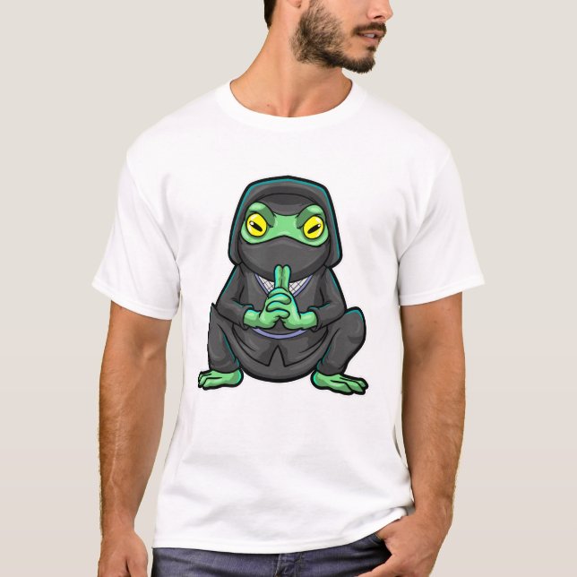 T-shirt Grenouille comme Ninja en noir (Devant)