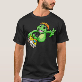 T-shirt Grenouille comme Patineur en ligne avec Patins en 