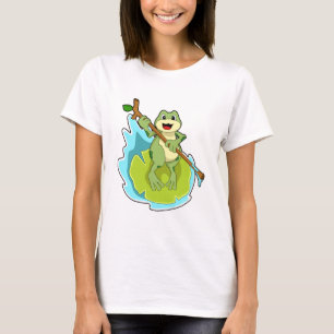T-shirt Grenouille comme randonneur avec bâton
