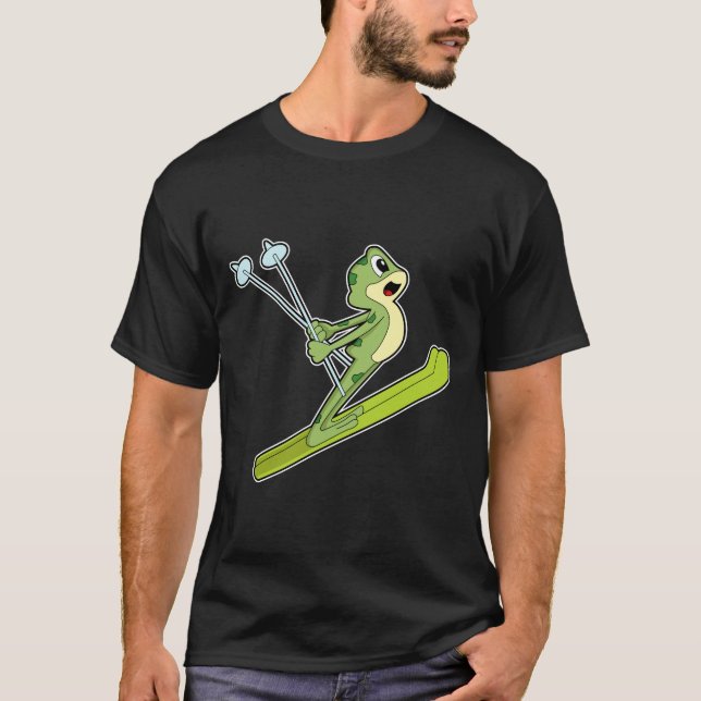 T-shirt Grenouille comme sauteur de ski avec Ski.PNG (Devant)