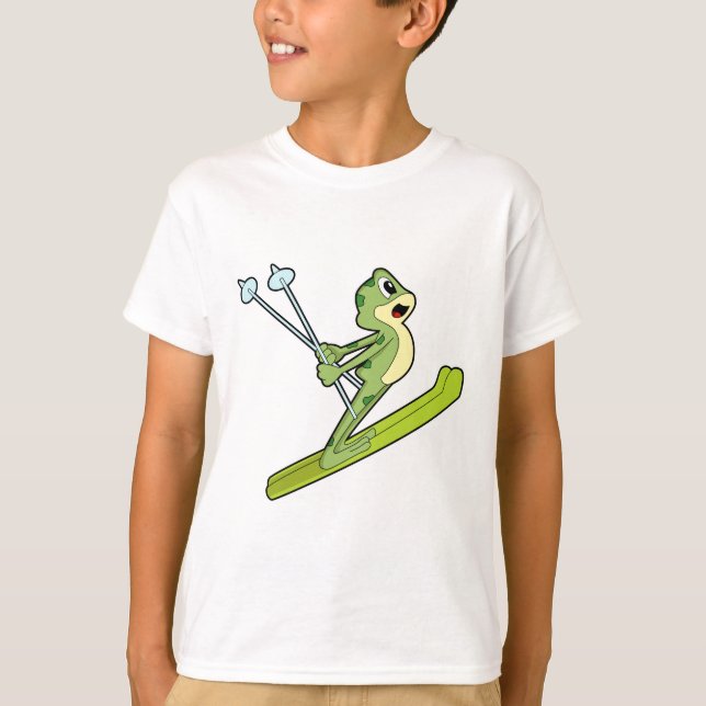 T-shirt Grenouille comme sauteur de ski avec Ski.PNG (Devant)