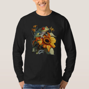 T-shirt Grenouille de l'arbre aux yeux rouges tournesol mi