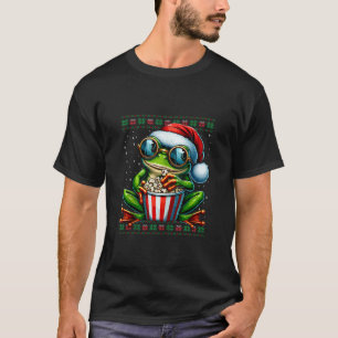 T-shirt Grenouille de Noël Manger Popcorn laide Sueur de N