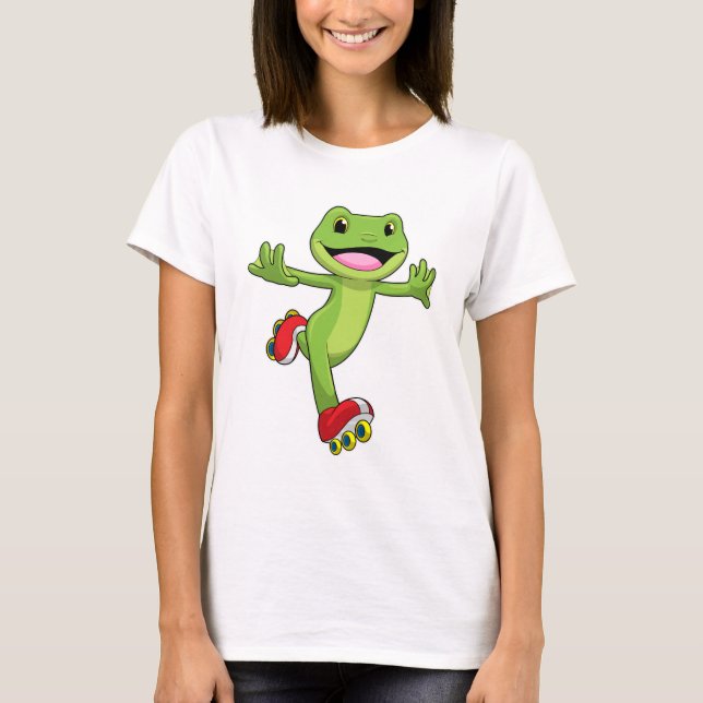 T-shirt Grenouille en Patinage en ligne avec Roller skates (Devant)