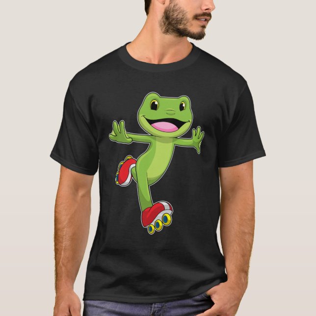 T-shirt Grenouille en Patinage en ligne avec Roller skates (Devant)