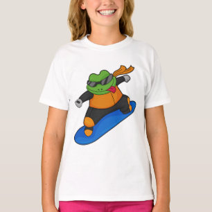 T-shirt Grenouille en snowobarder avec snowboard