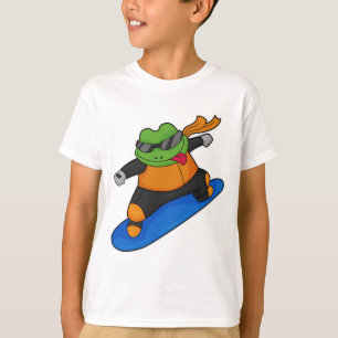 T-shirt Grenouille en snowobarder avec snowboard