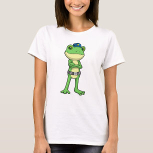 T-shirt Grenouille en tant qu'agent de police avec casquet