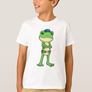 T-shirt Grenouille en tant qu'agent de police avec casquet