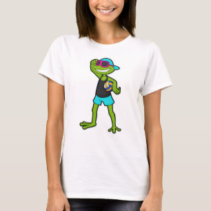 T-shirt Grenouille en tant que joueur de volleyball avec v