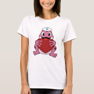 T-shirt Grenouille en tant qu'infirmière avec coeur