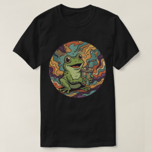 T-shirt Grenouille Groovy Buvant du Soda - Art Psychédéliq