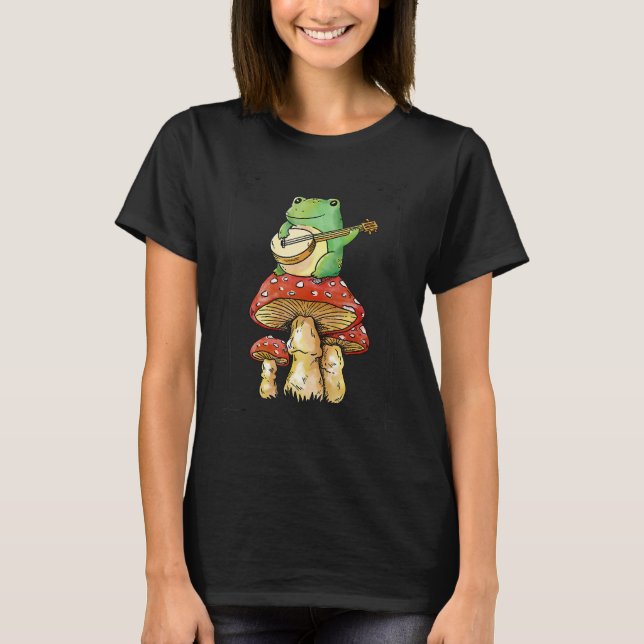 T-shirt Grenouille Jouant Un Instrument De Banjo Assis Sur (Devant)