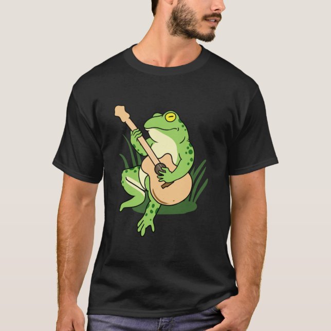 T-shirt Grenouille Jouer Guitare Acoustique Pour Guitare (Devant)