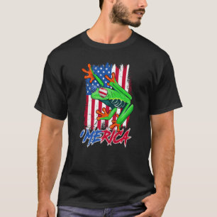 T-shirt Grenouille Merica Avec Lunettes de soleil Drapeau 