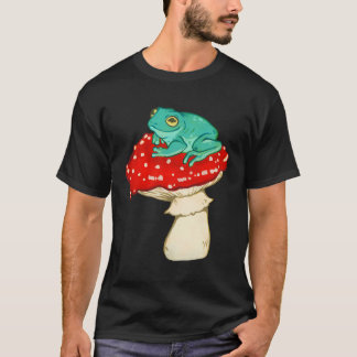T-shirt Grenouille Mignonne Assis Sur Un Champignons À Poi