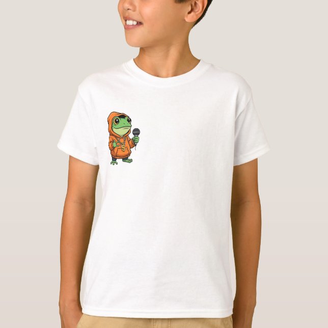 T-shirt Grenouille Rappeur avec Microphone Enfants (Devant)