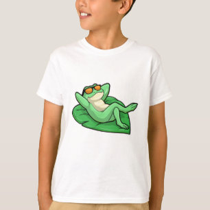 T-shirt Grenouille sur la feuille avec lunettes de soleil