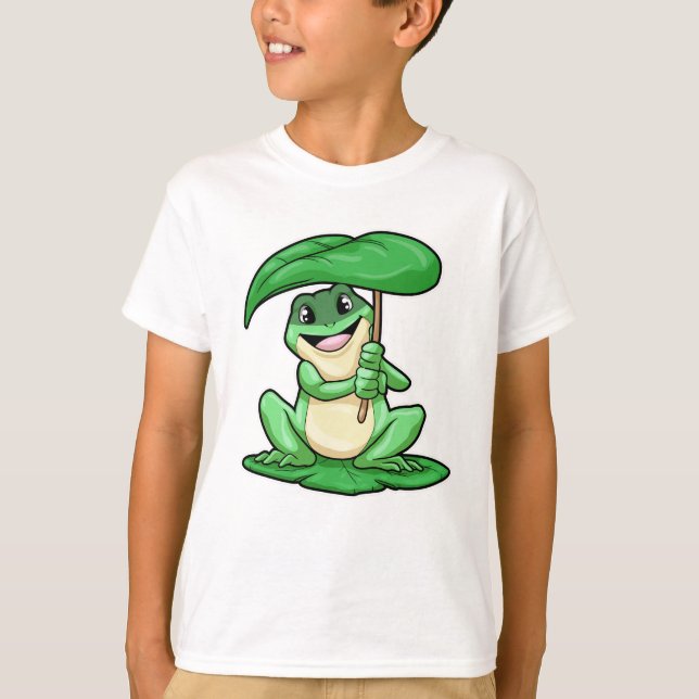 T-shirt Grenouille sur la feuille avec parapluie (Devant)