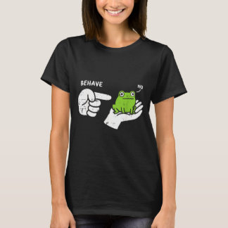T-shirt Grenouille sur la main se comporte drôle mème dess