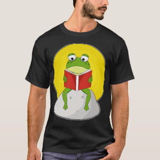 T-shirt Grenouille sur pierre avec livre
