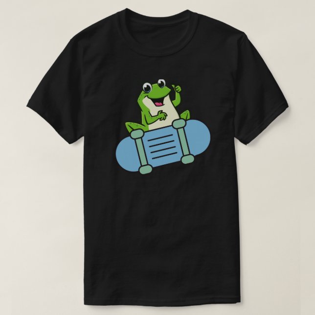 T-shirt Grenouille sur un skateboard bleu (Design devant)