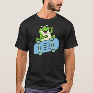 T-shirt Grenouille sur un skateboard bleu