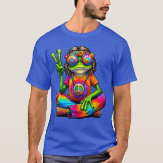 T-shirt Grenouille Tie Hippieie 60s 70s Signe de Paix ami