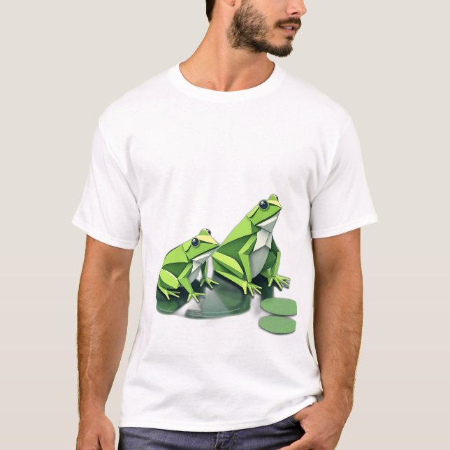 T-shirt Grenouilles Origami de style géométrique (Devant)