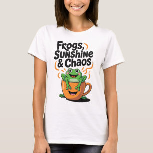 T-shirt Grenouilles, soleil et chaos - Cute Frog en Coffee