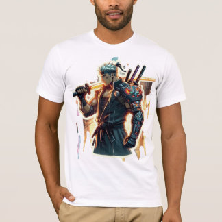 T-shirt Grève D'Abord. Brûle plus fort." Cyberpunk Anime F