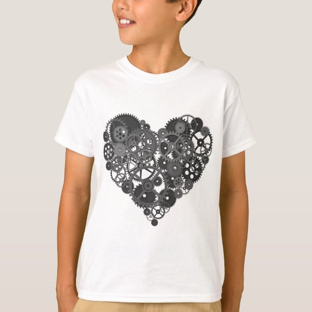 T-shirt Grey Gears Heart (Devant)